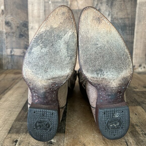 Tony Lama 6258 Vintage Sueded Bull Shoulder Cowboy Boots Mens 8 D - Picture 3 of 12